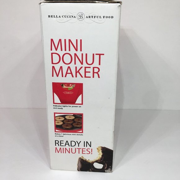 Mini Donut Maker Non Stick Red Bella Cucina Original Box Recipes NEW open box - Picture 2 of 12